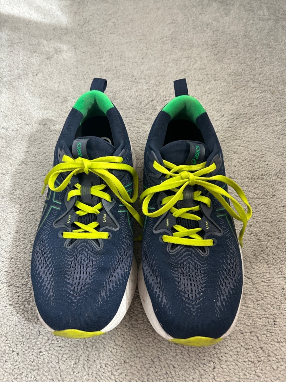Asics Navy and Lime Men's PureGEL Running Sneakers